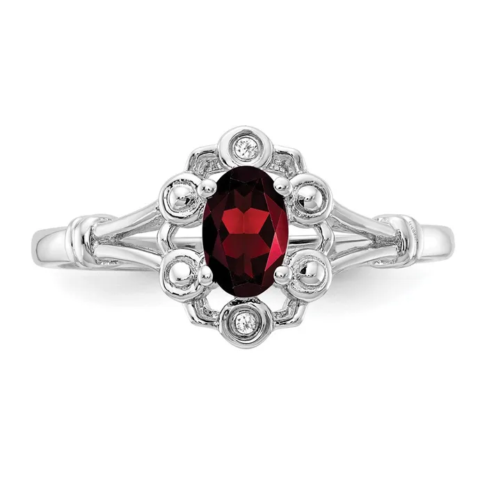 Rings Goldia Sterling Silver Rhodiumplated Garnet u0026 Diamond Ring