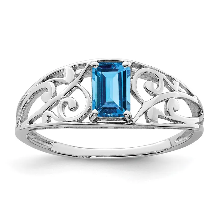 Rings Goldia Sterling Silver Rhodium Plated Sky Blue Topaz Ring