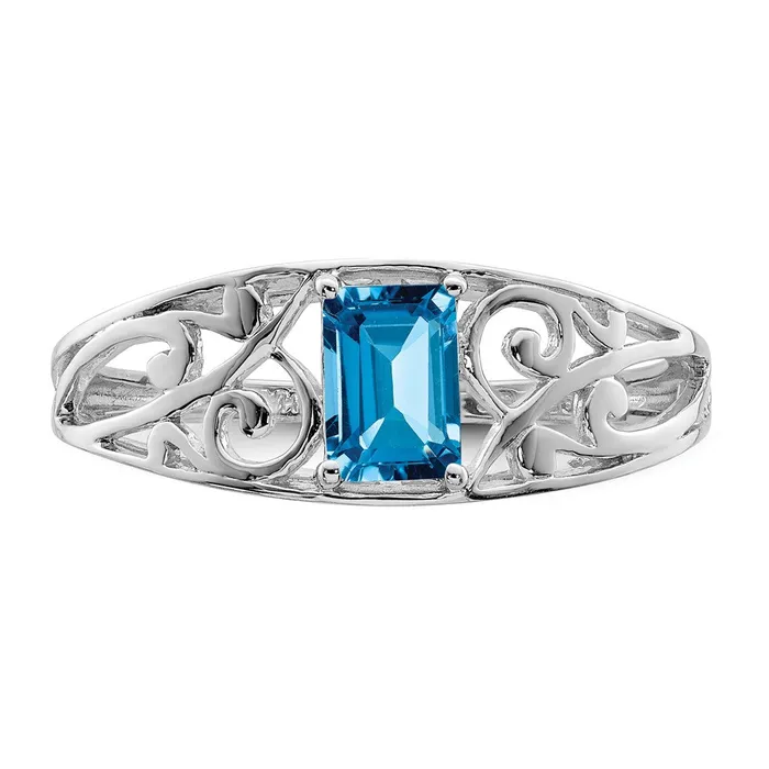 Rings Goldia Sterling Silver Rhodium Plated Sky Blue Topaz Ring