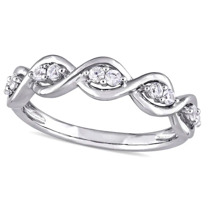 Rings Goldia White Sapphire Duo Twist Ring in Solid 14K White Gold