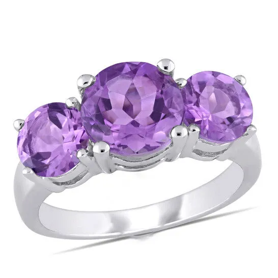 Rings JMS always Original Amour 3 38 CT TGW Amethyst 3 Stone Ring in Sterling Silver Rings JMS always Original Amour 3 38 CT TGW Amethyst 3 Stone Ring in Sterling Silver