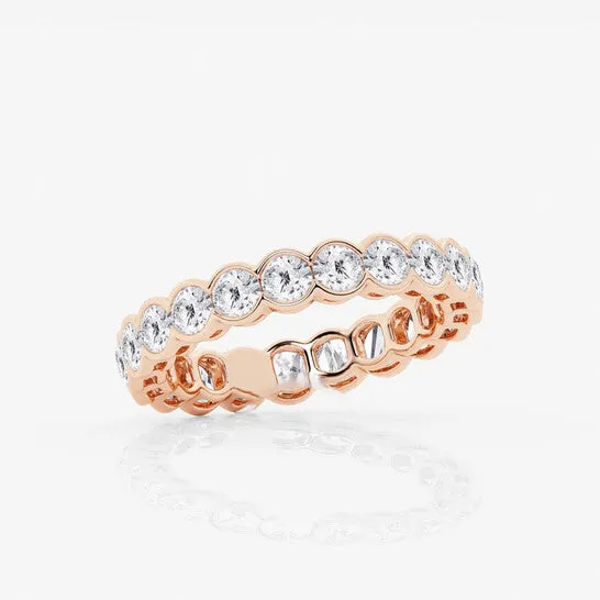 Rings JMS always Original Brilliant Diamond 2 cttw RoundCut Lab Grown Diamond Half Bezel Eternity Band in 14KT Rose Gold GSI Rings JMS always Original Brilliant Diamond 2 cttw RoundCut Lab Grown Diamond Half Bezel Eternity Band in 14KT Rose Gold GSI