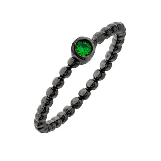 Rings JMS always Original Elegant Confetti Womens 18K Black Gold Plated Green CZ Simulated Diamond Stackable Ring Rings JMS always Original Elegant Confetti Womens 18K Black Gold Plated Green CZ Simulated Diamond Stackable Ring