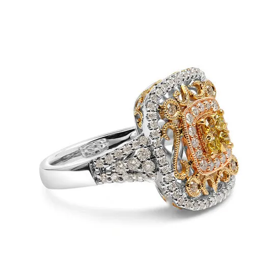 Rings JMS always Original Haus of Brilliance 14K TriToned Gold 100 Cttw Yellow Diamond Halo and Milgrain Cocktail Cluster Ring YellowGH Color SI1SI2 Clarity Rings JMS always Original Haus of Brilliance 14K TriToned Gold 100 Cttw Yellow Diamond Halo and Milgrain Cocktail Cluster Ring YellowGH Color SI1SI2 Clarity
