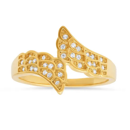 Rings JMS always Original Kylie Harper Gold Over Silver CZ Angel Wings Ring Rings JMS always Original Kylie Harper Gold Over Silver CZ Angel Wings Ring