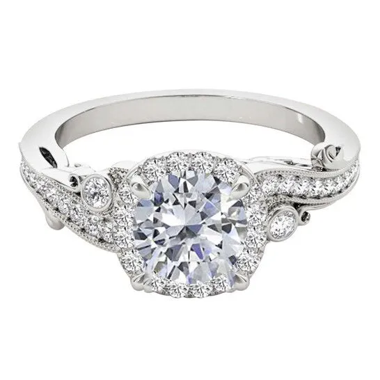 Rings JMS always Original Maulijewels 100 Ct Natural Diamond Halo Engagement Ring In 14K Solid White Gold Rings JMS always Original Maulijewels 100 Ct Natural Diamond Halo Engagement Ring In 14K Solid White Gold