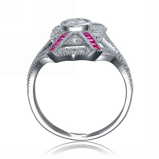 Rings JMS always Original Megan Walford Stylish Sterling Silver Princess Pink Cubic Zirconia Cubic Zirconia Cocktail Ring Rings JMS always Original Megan Walford Stylish Sterling Silver Princess Pink Cubic Zirconia Cubic Zirconia Cocktail Ring