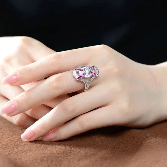 Rings JMS always Original Megan Walford Stylish Sterling Silver Princess Pink Cubic Zirconia Cubic Zirconia Cocktail Ring Rings JMS always Original Megan Walford Stylish Sterling Silver Princess Pink Cubic Zirconia Cubic Zirconia Cocktail Ring