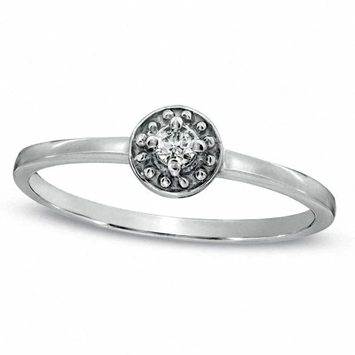 Rings Natural Diamond Accent Promise Ring in Solid 10K White Gold Goldia