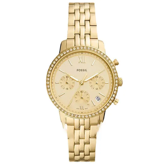 Rings Original Fossil Neutra Chronograph Crystal Goldtone Dial Ladies Watch ES5219 JMS always Rings Original Fossil Neutra Chronograph Crystal Goldtone Dial Ladies Watch ES5219 JMS always