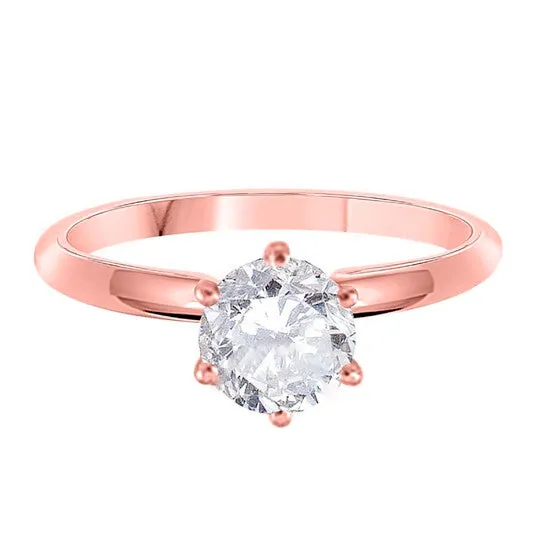 Rings Original Maulijewels 025 Carat Round Diamond Solitaire Engagement Ring For Women 14K Solid Rose Gold JMS always Rings Original Maulijewels 025 Carat Round Diamond Solitaire Engagement Ring For Women 14K Solid Rose Gold JMS always