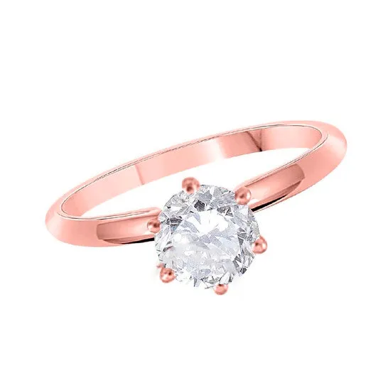 Rings Original Maulijewels 025 Carat Round Diamond Solitaire Engagement Ring For Women 14K Solid Rose Gold JMS always Rings Original Maulijewels 025 Carat Round Diamond Solitaire Engagement Ring For Women 14K Solid Rose Gold JMS always