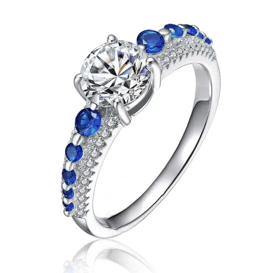 Rings Original Megan Walford Sterling Silver Rhodium Plated Sapphire Cubic Zirconia Engagement Ring JMS always Rings Original Megan Walford Sterling Silver Rhodium Plated Sapphire Cubic Zirconia Engagement Ring JMS always