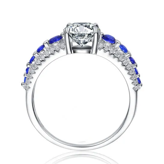 Rings Original Megan Walford Sterling Silver Rhodium Plated Sapphire Cubic Zirconia Engagement Ring JMS always Rings Original Megan Walford Sterling Silver Rhodium Plated Sapphire Cubic Zirconia Engagement Ring JMS always