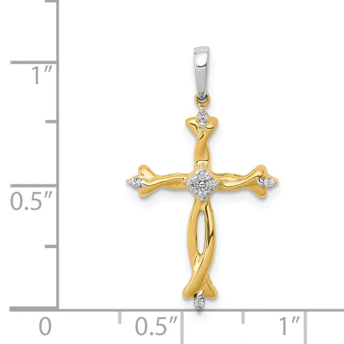 Rings Solid 14k Twotone 120ct Simulated CZ Cross Pendant Goldia Rings Solid 14k Twotone 120ct Simulated CZ Cross Pendant Goldia