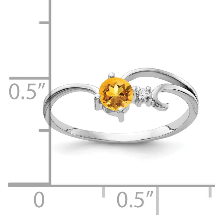 Rings Solid 14k White Gold 4mm Simulated Citrine AA CZ Ring Goldia