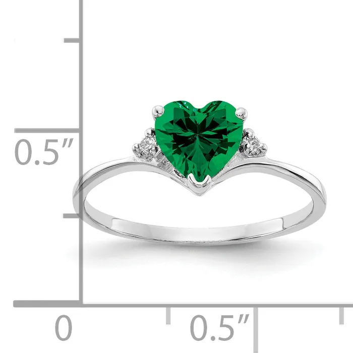 Rings Solid 14k White Gold 6mm Heart Mount St Helens VS Simulated CZ Ring Goldia