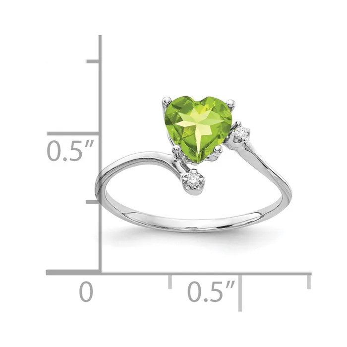 Rings Solid 14k White Gold 6mm Heart Simulated Peridot A CZ Ring Goldia