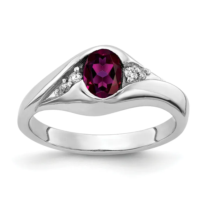 Rings Solid 14k White Gold 6x4mm Oval Rhodolite Simulated Garnet AAA CZ Ring Goldia Rings Solid 14k White Gold 6x4mm Oval Rhodolite Simulated Garnet AAA CZ Ring Goldia