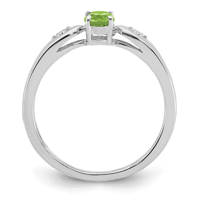 Rings Solid 14k White Gold Simulated Peridot and CZ Ring Goldia