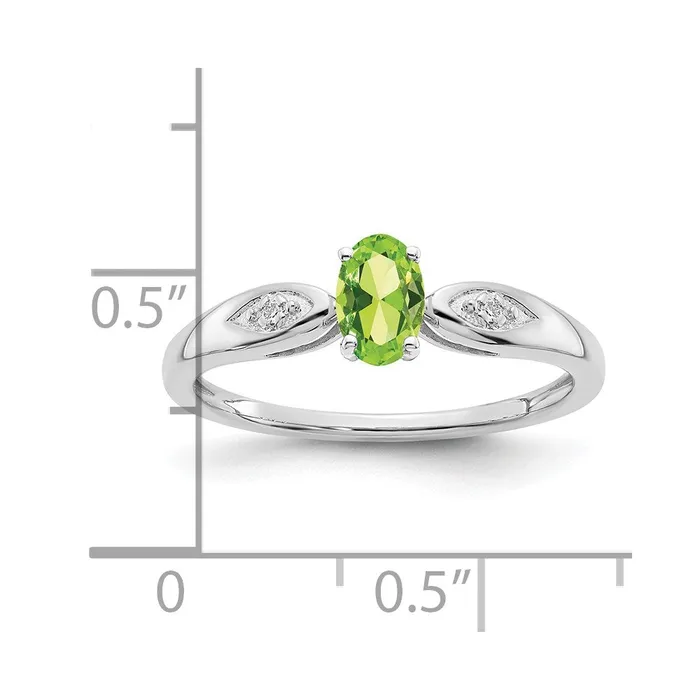 Rings Solid 14k White Gold Simulated Peridot and CZ Ring Goldia