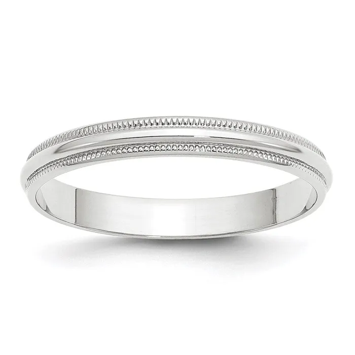 Rings Solid 18K White Gold 3mm Light Weight Milgrain Half Round MensWomens Wedding Band Ring Size 55 Goldia Rings Solid 18K White Gold 3mm Light Weight Milgrain Half Round MensWomens Wedding Band Ring Size 55 Goldia