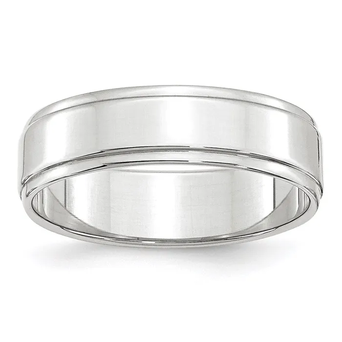 Rings Solid 18K White Gold 6mm Flat with Step Edge MensWomens Wedding Band Ring Size 105 Goldia Rings Solid 18K White Gold 6mm Flat with Step Edge MensWomens Wedding Band Ring Size 105 Goldia