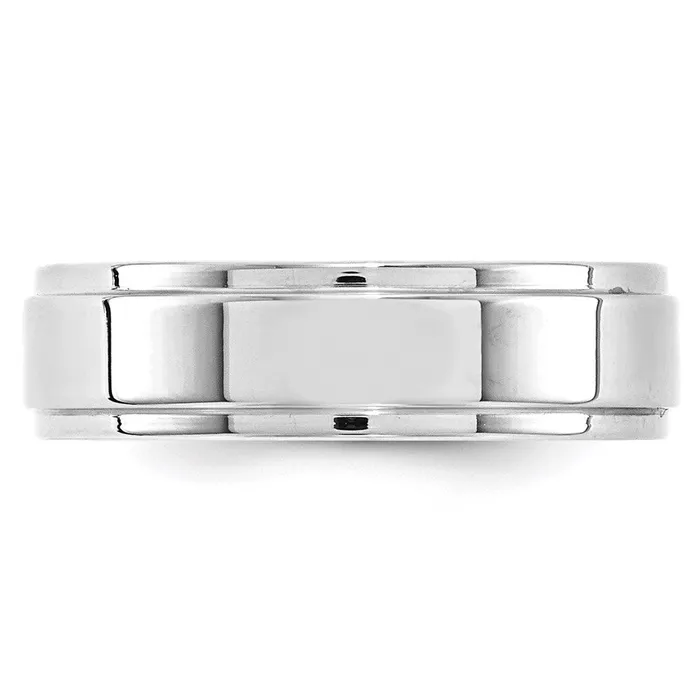 Rings Solid 18K White Gold 6mm Flat with Step Edge MensWomens Wedding Band Ring Size 105 Goldia Rings Solid 18K White Gold 6mm Flat with Step Edge MensWomens Wedding Band Ring Size 105 Goldia