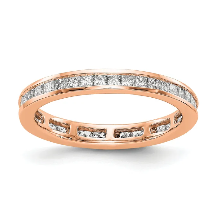 Rings Solid Real 14k Rose Gold Polished 1ct Princess Channel Set CZ Eternity Wedding Band Ring Goldia Rings Solid Real 14k Rose Gold Polished 1ct Princess Channel Set CZ Eternity Wedding Band Ring Goldia