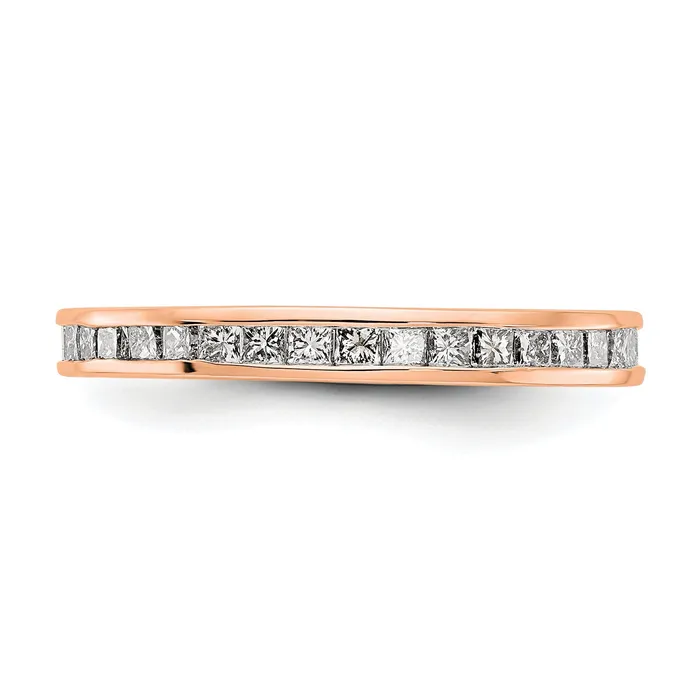 Rings Solid Real 14k Rose Gold Polished 1ct Princess Channel Set CZ Eternity Wedding Band Ring Goldia