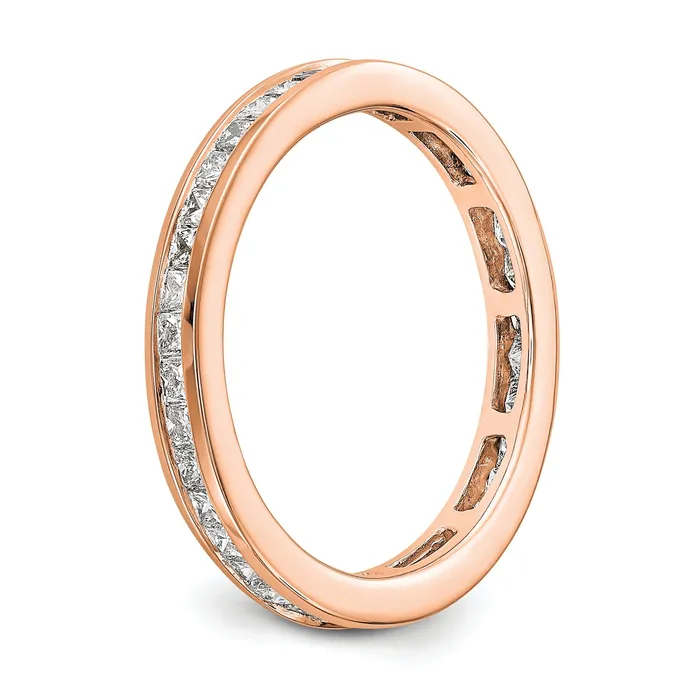 Rings Solid Real 14k Rose Gold Polished 1ct Princess Channel Set CZ Eternity Wedding Band Ring Goldia