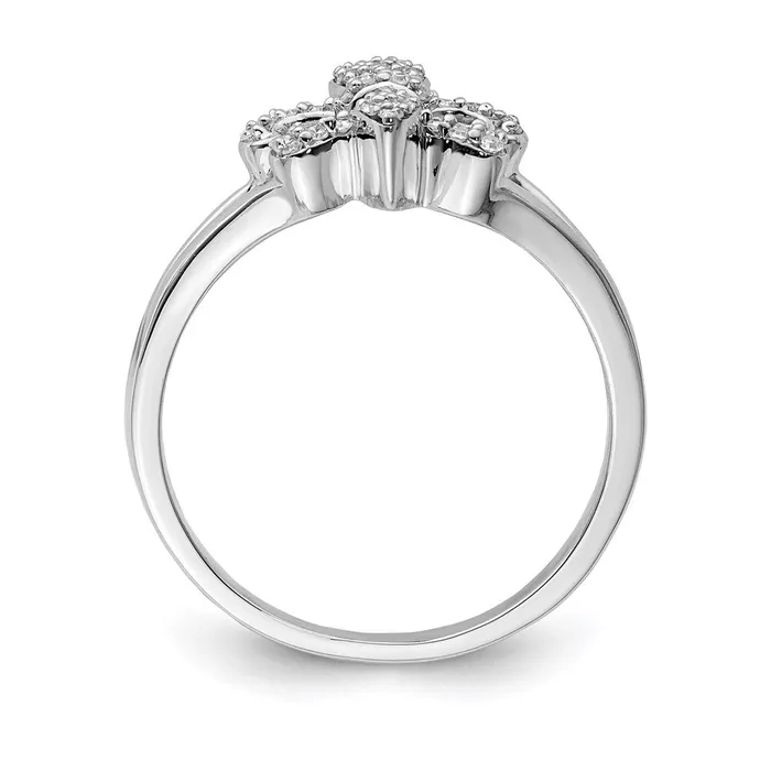 Rings Sterling Silver Rhodium Diamond Fleur De Lis Ring Goldia