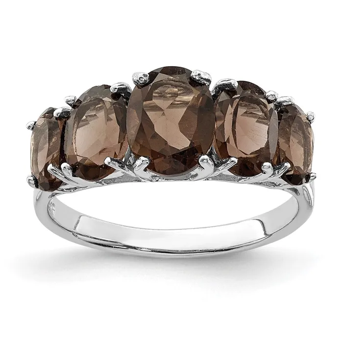 Rings Sterling Silver Rhodium Smoky Quartz Ring Goldia