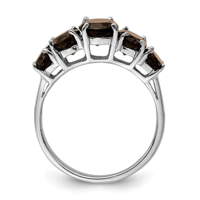 Rings Sterling Silver Rhodium Smoky Quartz Ring Goldia