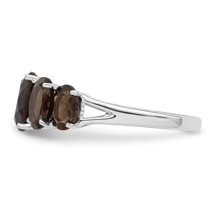 Rings Sterling Silver Rhodium Smoky Quartz Ring Goldia