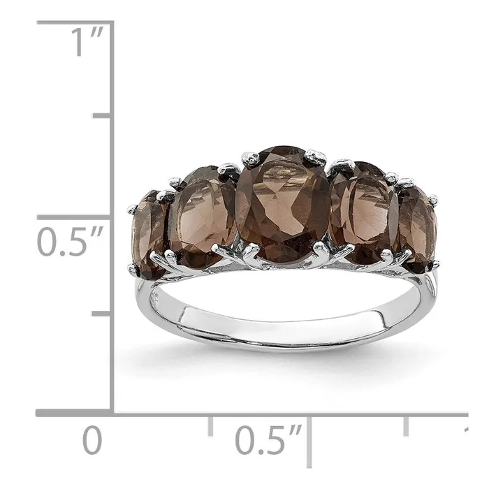 Rings Sterling Silver Rhodium Smoky Quartz Ring Goldia