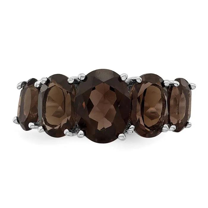Rings Sterling Silver Rhodium Smoky Quartz Ring Goldia
