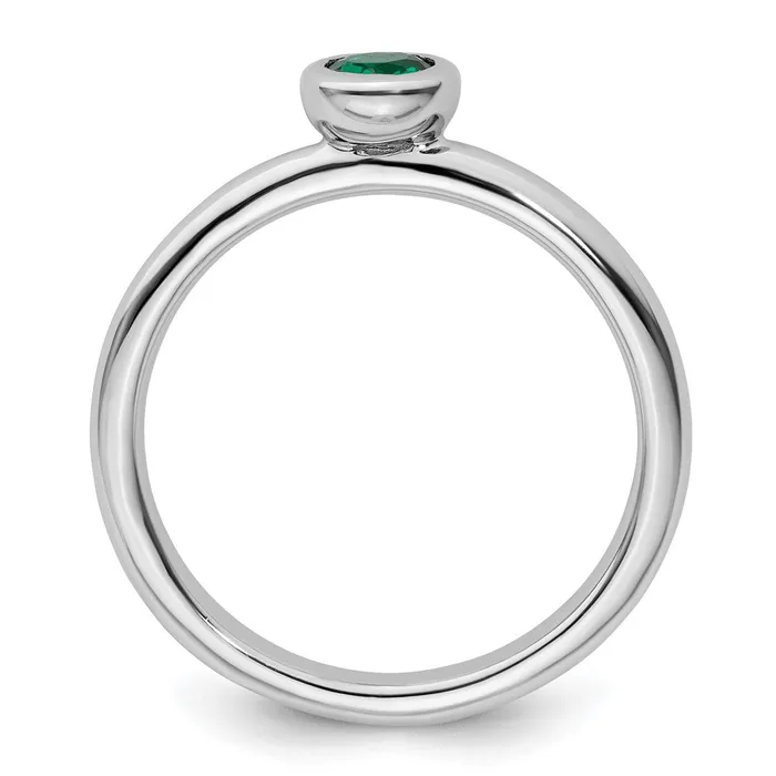 Rings Sterling Silver Stackable Expressions Low 4mm Round Cr Emerald Ring Goldia