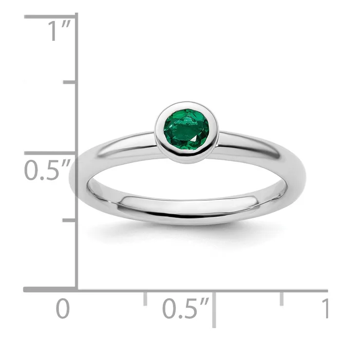 Rings Sterling Silver Stackable Expressions Low 4mm Round Cr Emerald Ring Goldia