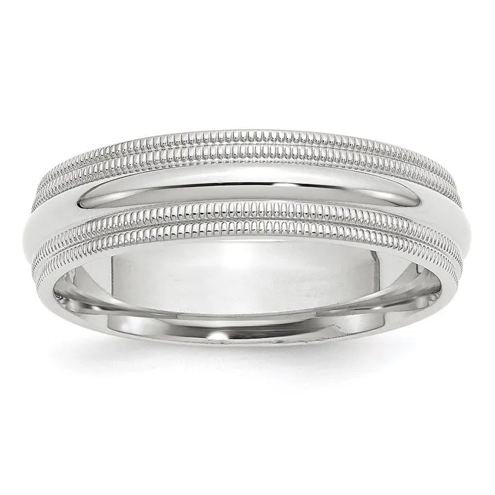 Solid 10K White Gold 6mm Double Milgrain Comfort Fit MensWomens Wedding Band Ring Size 14 Goldia Rings Solid 10K White Gold 6mm Double Milgrain Comfort Fit MensWomens Wedding Band Ring Size 14 Goldia Rings