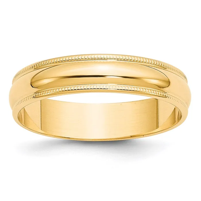 Solid 10K Yellow Gold 5mm Light Weight Milgrain Half Round MensWomens Wedding Band Ring Size 125 Goldia Rings Solid 10K Yellow Gold 5mm Light Weight Milgrain Half Round MensWomens Wedding Band Ring Size 125 Goldia Rings