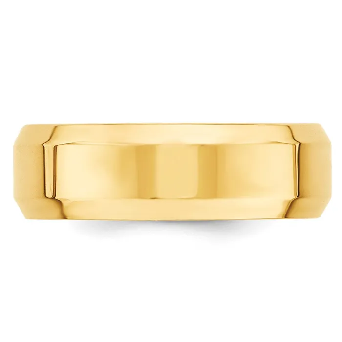 Solid 10K Yellow Gold 7mm Bevel Edge Comfort Fit MensWomens Wedding Band Ring Size 11 Goldia Rings Solid 10K Yellow Gold 7mm Bevel Edge Comfort Fit MensWomens Wedding Band Ring Size 11 Goldia Rings
