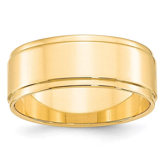 Solid 10K Yellow Gold 8mm Flat with Step Edge MensWomens Wedding Band Ring Size 135 Goldia Rings Solid 10K Yellow Gold 8mm Flat with Step Edge MensWomens Wedding Band Ring Size 135 Goldia Rings