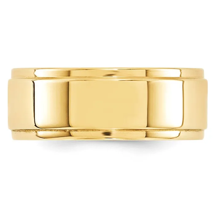 Solid 10K Yellow Gold 8mm Flat with Step Edge MensWomens Wedding Band Ring Size 135 Goldia Rings Solid 10K Yellow Gold 8mm Flat with Step Edge MensWomens Wedding Band Ring Size 135 Goldia Rings