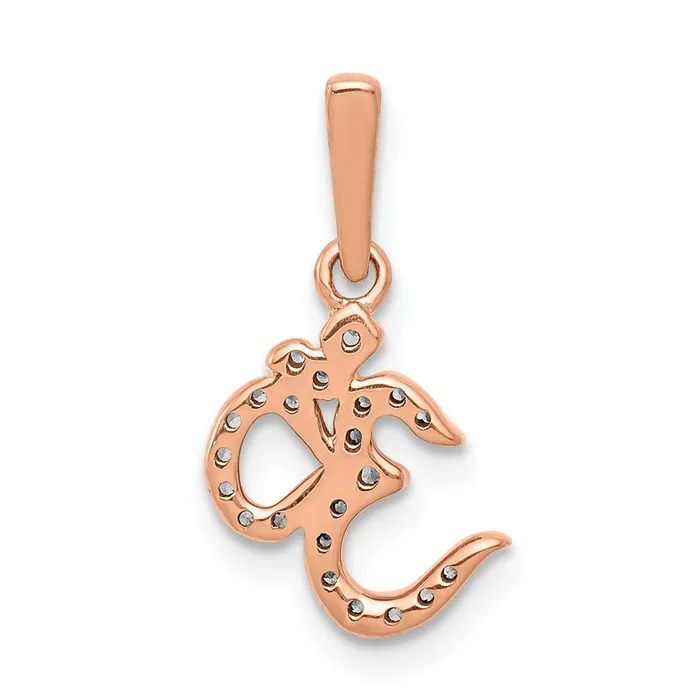 Solid 14k Rose Gold Simulated CZ Om Pendant Goldia Necklaces Solid 14k Rose Gold Simulated CZ Om Pendant Goldia Necklaces