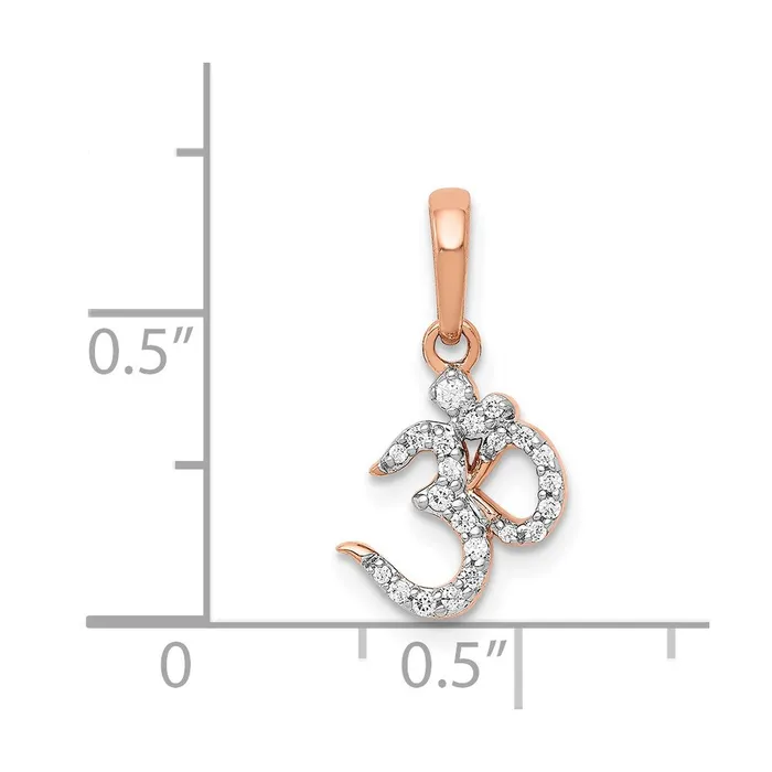 Solid 14k Rose Gold Simulated CZ Om Pendant Goldia Necklaces Solid 14k Rose Gold Simulated CZ Om Pendant Goldia Necklaces