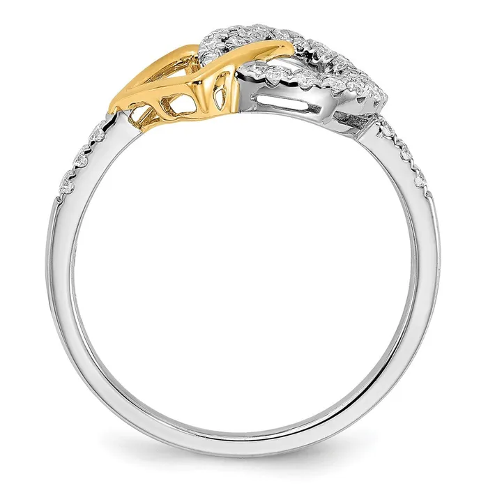 Solid 14k Twotone Polished Simulated CZ Circle and Square Ring Goldia Rings