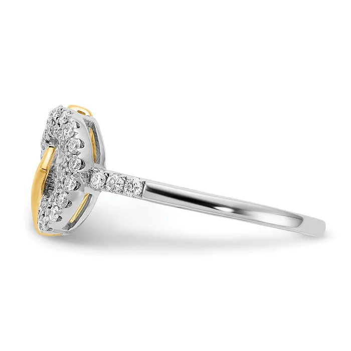 Solid 14k Twotone Polished Simulated CZ Circle and Square Ring Goldia Rings