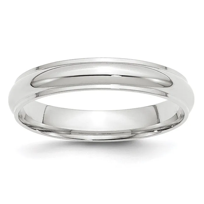Solid 14K White Gold 4mm Half Round with Edge MensWomens Wedding Band Ring Size 7 Goldia Rings Solid 14K White Gold 4mm Half Round with Edge MensWomens Wedding Band Ring Size 7 Goldia Rings