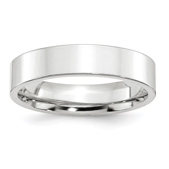 Solid 14K White Gold 5mm Standard Flat Comfort Fit MensWomens Wedding Band Ring Size 9 Goldia Rings